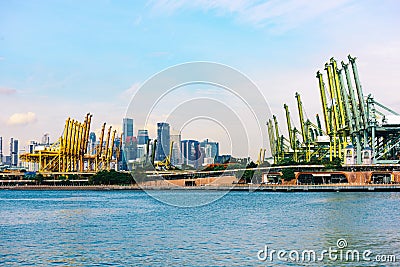 Keppel Harbour View from Sentosa Island.Singapore Editorial Stock Photo