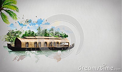 KERALA BOAT HOUSE INDIA TOURISM Stock Photo