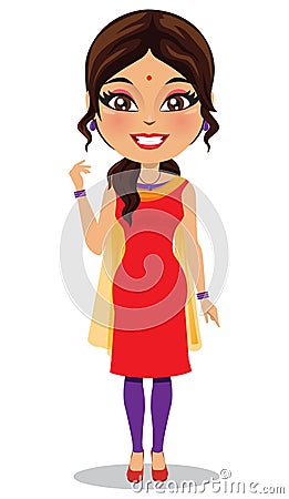 Indian woman wearing a salwar kameez suit - Vector Stock Photo