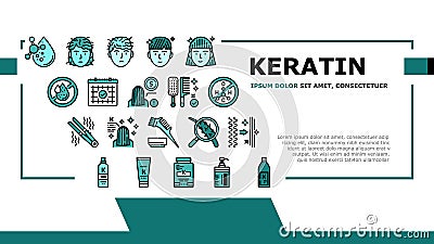 Keratin Hair Procedure Landing Header Vector Vector Illustration