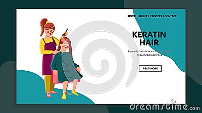 Keratin Hair Procedure Making Hairdresser Vector Vector Illustration