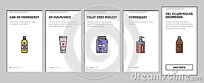 Keratin Hair Procedure Onboarding Icons Set Vector Vector Illustration