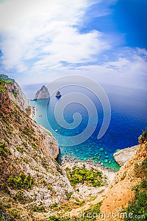 Keri cape panoramic view Zakynthos Greece Stock Photo