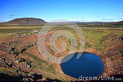 Kerid crater volcanic lake in September Stock Photo