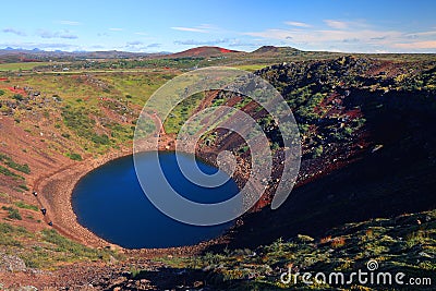Kerid crater volcanic lake in September Stock Photo
