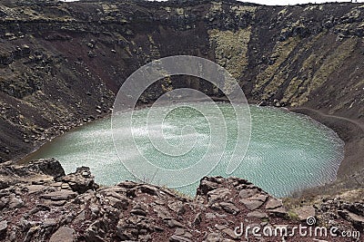 Kerid or Kerith is a volcanic crater lake located in the Grímsnes area in south Iceland, along the Golden Circle Stock Photo