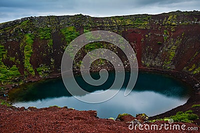 Kerid Volcanic Crater in Iceland, Europe Stock Photo