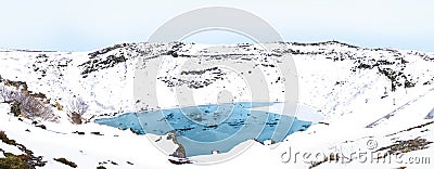 Kerid volcano crater in Iceland panorama Stock Photo