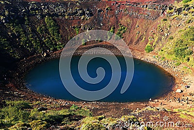 Kerid crater volcanic lake in September Stock Photo