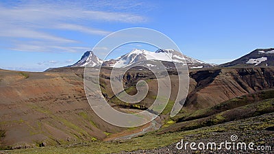 KerlingarfjÃ¶ll mountains and river in centre of Iceland Stock Photo