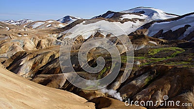 KerlingarfjÃ¶ll panorama steam escaping mountain Stock Photo