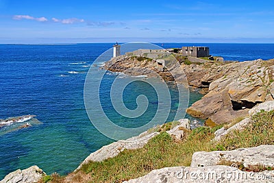 Kermorvan lighthouse in Brittany Stock Photo