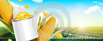 Kernel corn can banner ads Vector Illustration