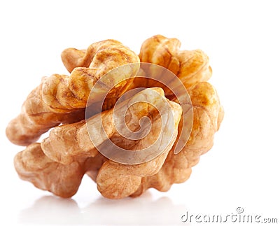 Kernel walnut isolated on the white Stock Photo