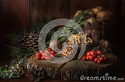 Kernel walnuts and other fruits Stock Photo