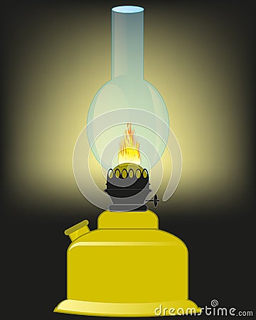 Kerosine lamp and light Vector Illustration