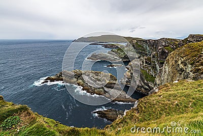 The Kerry Cliffs in the southwest of Ireland. Stock Photo