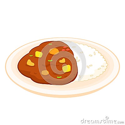 Japanese curry cartoon vector. Japanese curry top. Vector Illustration