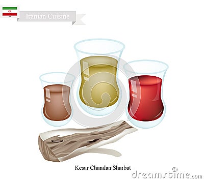 Kesar Chandan Sharbat, Popular Drink in Iran Vector Illustration