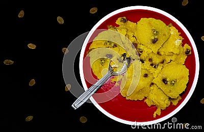 Kesari -Indian sweet made with semolina, selective focus Stock Photo