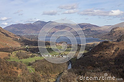 Keswick and Derwentwater from Castle Crag Stock Photo