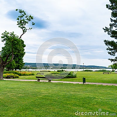 KESZTHELY, HUNGARY - JULY 3, 2020: The park around the pier of Keszthely, Hungary Editorial Stock Photo