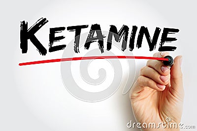 Ketamine is a dissociative anesthetic used medically for induction and maintenance of anesthesia, text concept background Stock Photo