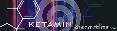 Ketamine. Dissociative ketamine. Chemical formula, molecular structure. Ilustration background for your desigen. Stock Photo