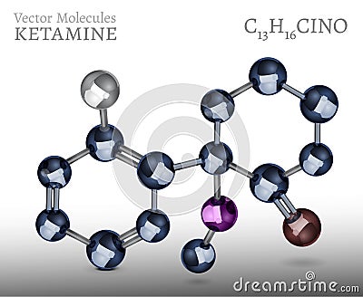 Ketamine, ketalar molecule. Structural chemical formula. Dissociative anesthetic. Vector Illustration