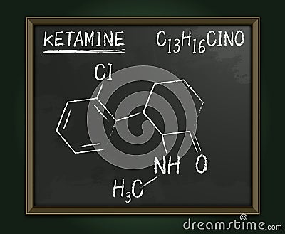 Ketamine, ketalar molecule. Structural chemical formula. Vector Vector Illustration