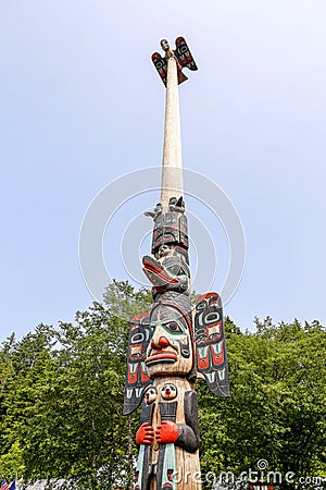 Ketchikan, Alaska, Native Alaskan Tlingit totem pole Editorial Stock Photo