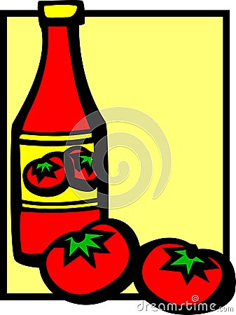 Ketchup bottle and tomatoes vector illustration Vector Illustration