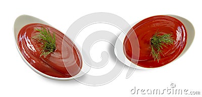 Ketchup bowl isolated in on white background nutrition organic Stock Photo