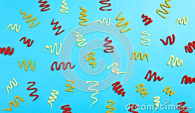 Ketchup mayonnaise and mustard pattern on light blue background Stock Photo