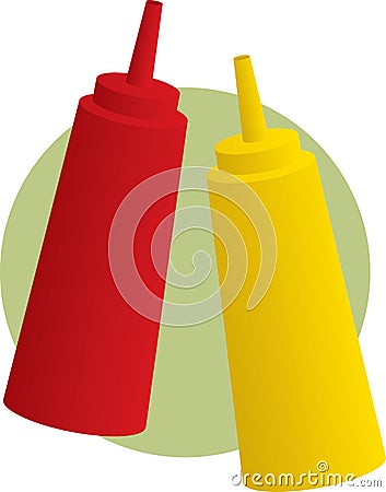Ketchup and mustard bottles illustration Stock Photo