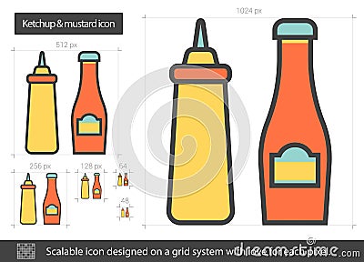 Ketchup and mustard line icon. Vector Illustration