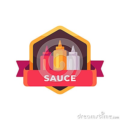 Ketchup, mustard and mayonnaise bottles. Sauce tubes label Vector Illustration