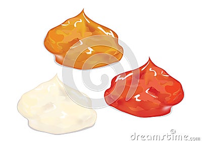 Ketchup, mustard and mayonnaise vector sauces. Vector Illustration