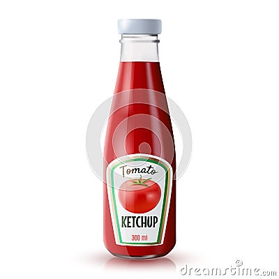 Ketchup Realistic Bottle Vector Illustration