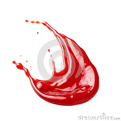 Ketchup, red paint, blood drip isolated on transparent background. Stock Photo