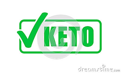 Keto diet label green check mark stamp. Ketogenic diet vector icon Vector Illustration