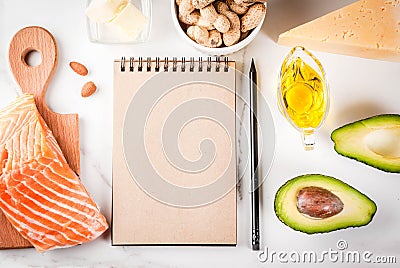 Ketogenic low carbs diet ingredients Stock Photo