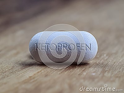 Ketoprofen tablet closeup of Painkiller medication Stock Photo