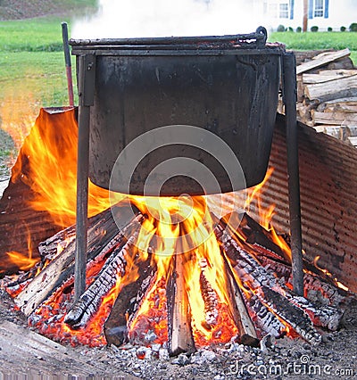 Kettle of apple butter Stock Photo