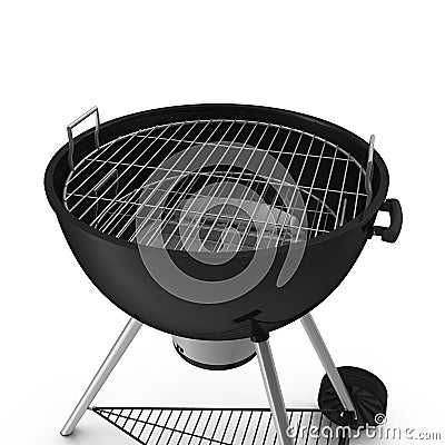 Kettle barbecue grill with cover isolated on white. Stock Photo