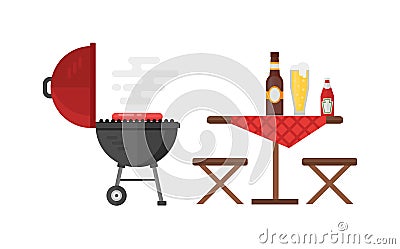 Kettle barbecue grill vector illustration. Vector Illustration