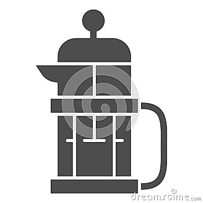 Kettle for brewing tea or coffee solid icon, Coffee time concept, Teapot sign on white background, glass tea pot icon in Vector Illustration