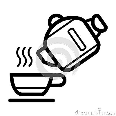 Kettle Pouring Water into Cup Vector Icon Vector Illustration