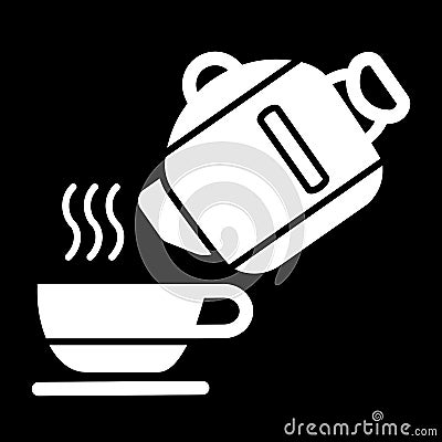 Kettle Pouring Water into Cup Vector Icon Vector Illustration