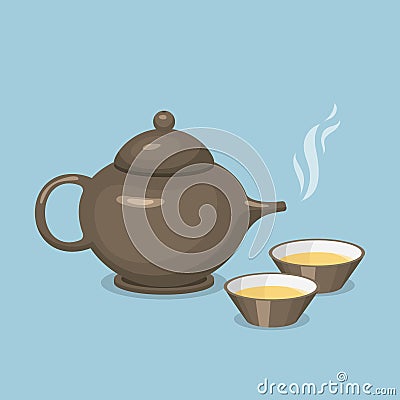 Kettle teapot drink hot breakfast kitchen utensil tea pot Vector Illustration